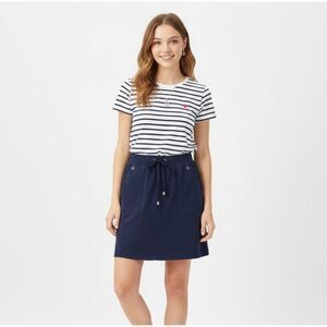 Christopher & Banks Navy Skort Skirt Drawstring Pockets Preppy Pickleball SZ PS
